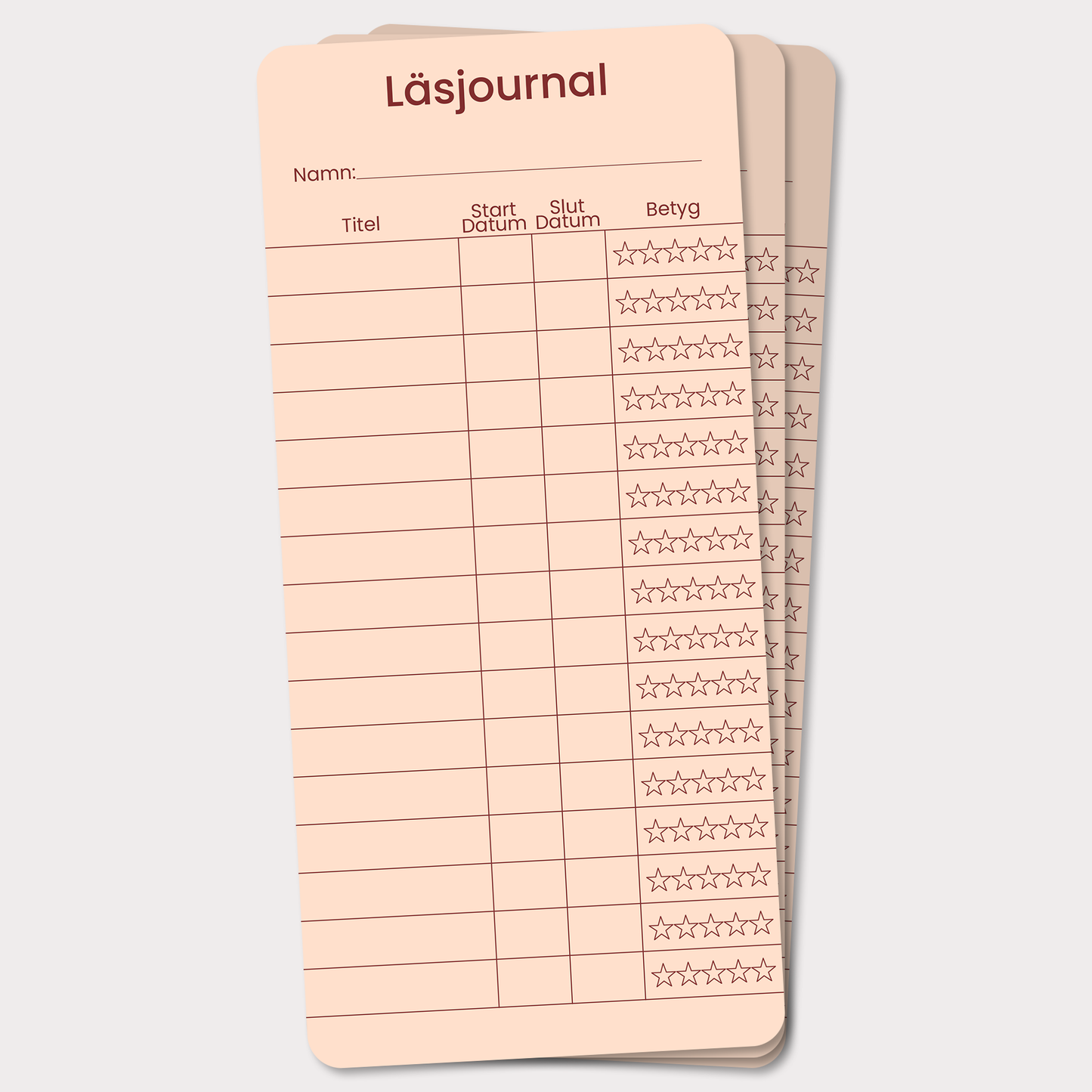 PocketLogg Modern – Mini läsjournal (3-pack) i bokmärkesformat