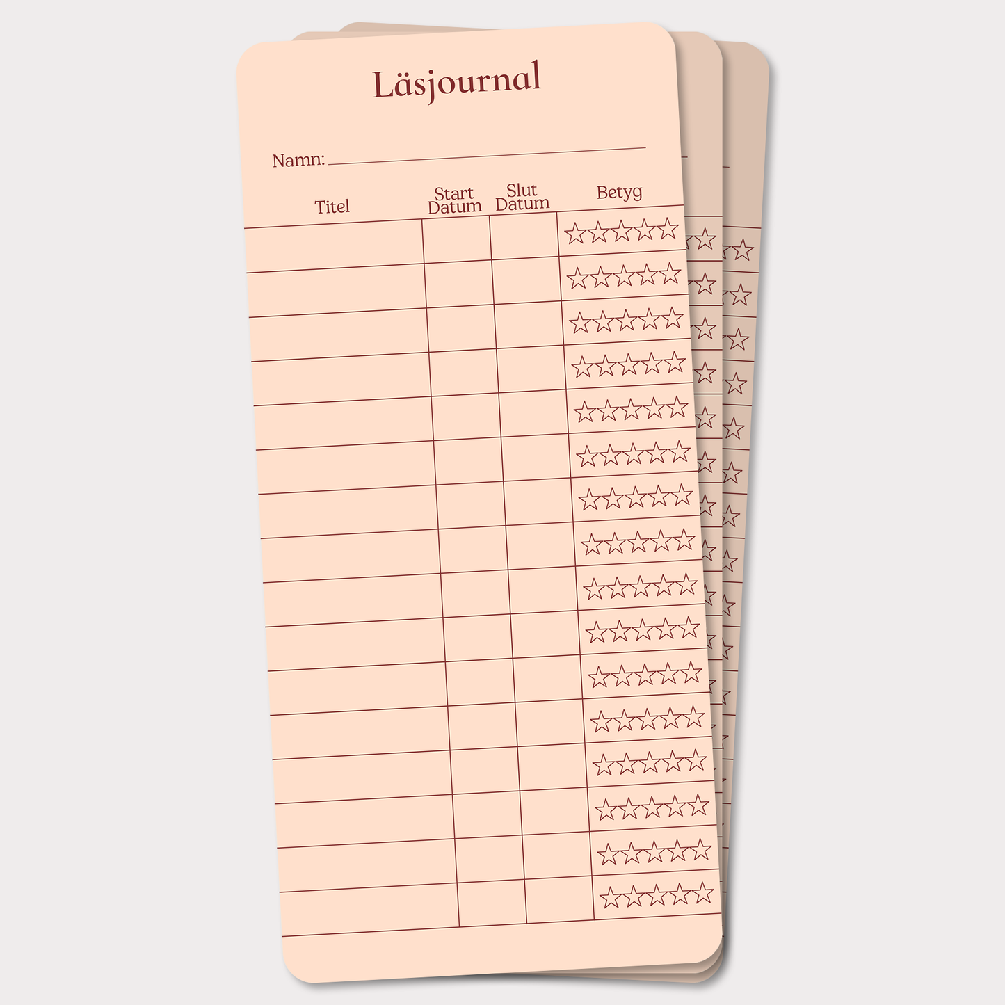 PocketLogg Classic – Mini läsjournal (3-pack) i bokmärkesformat