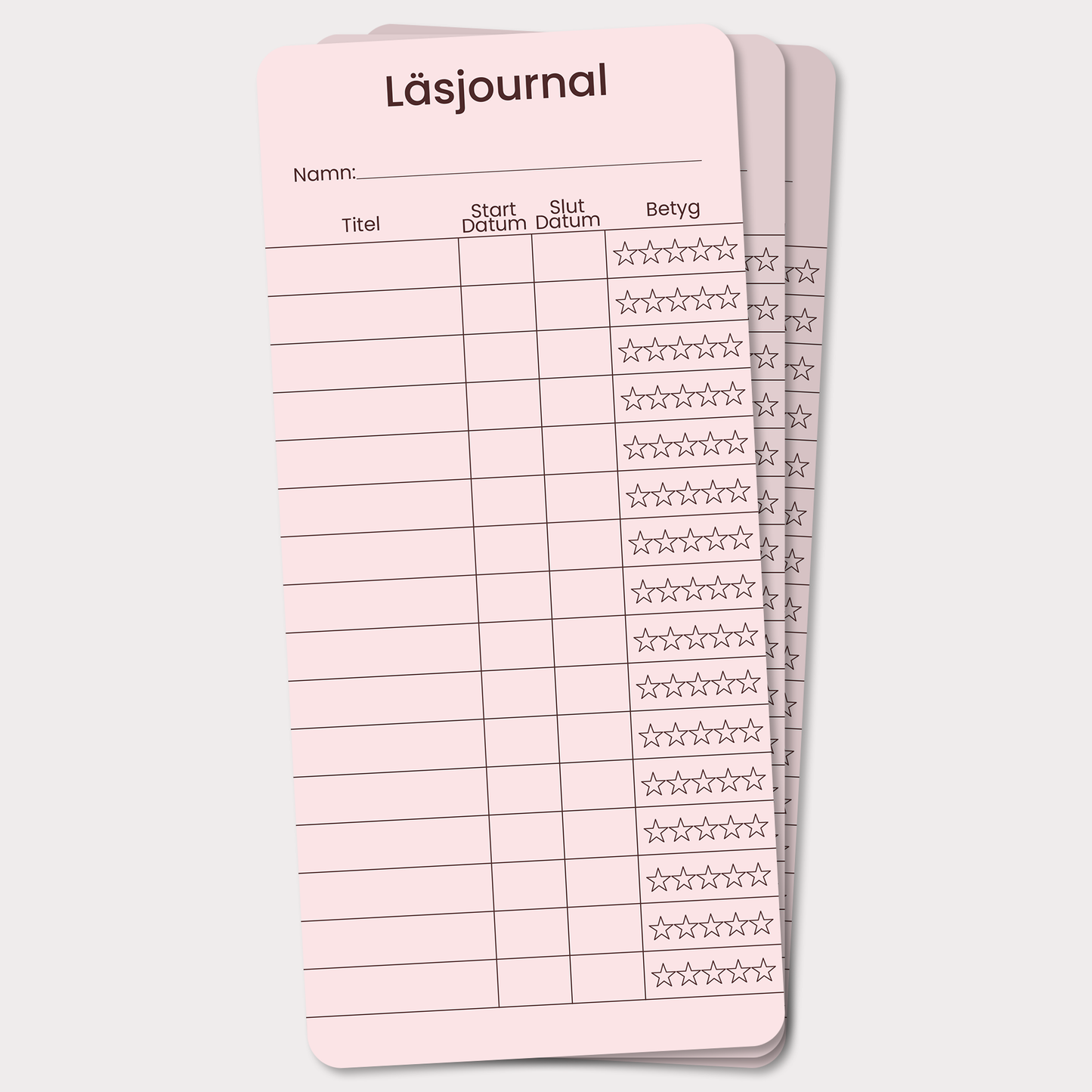 PocketLogg Modern – Mini läsjournal (3-pack) i bokmärkesformat