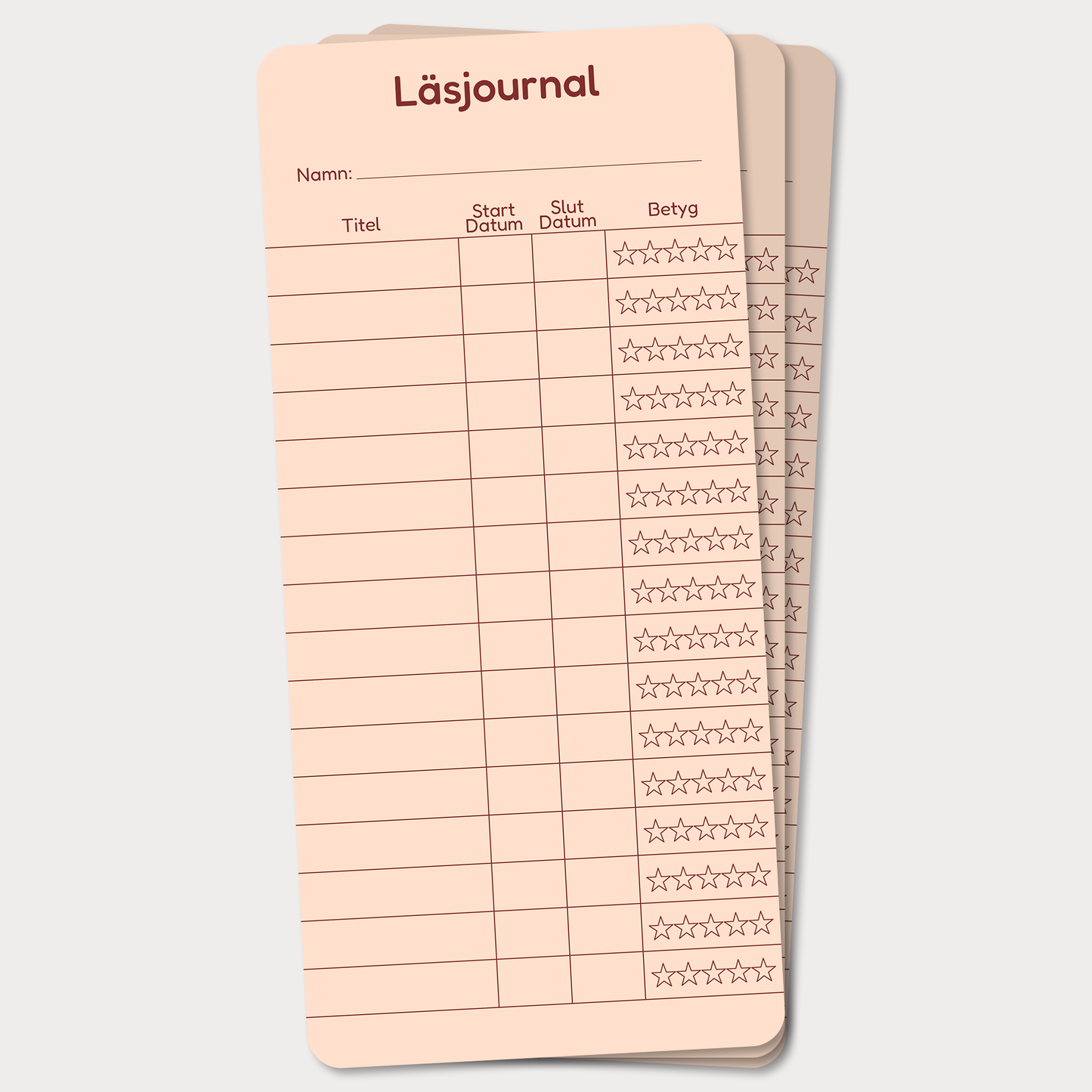 PocketLogg School – Mini läsjournal (3-pack) i bokmärkesformat